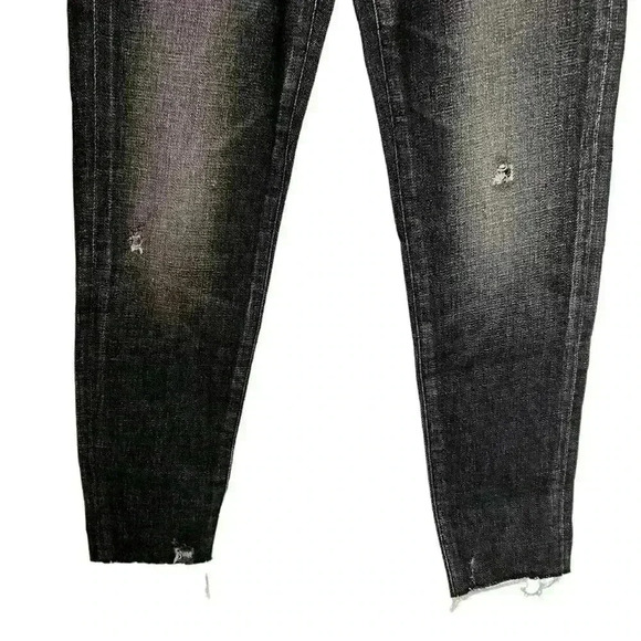 Moussy Vintage Black Distressed Diana Skinny Denim Jeans Frayed Size 24 - Picture 4 of 10